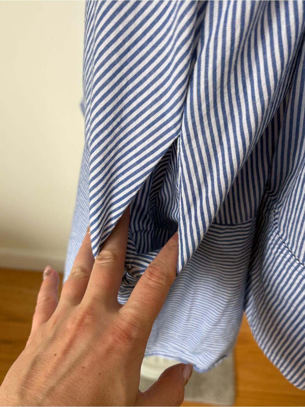 FREE PEOPLE All For You Blue Striped Cotton Button Down Mini Shirt Dress Size S - Picture 6 of 12